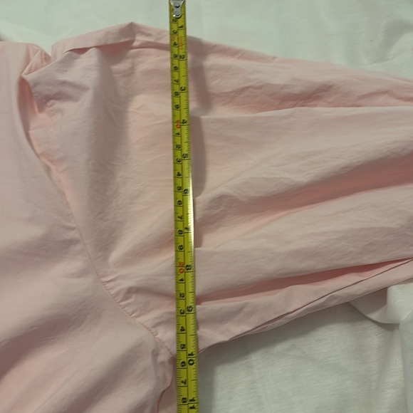 Baby Pink Button-Up Cropped Blouse top puffy long sleeve relaxed fit SZ SM chic - Picture 8 of 16